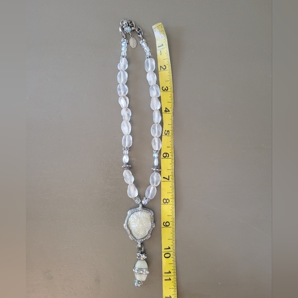 Maya Evangalista Primitive Chunk Stone Dangle Drop Necklace Mid Century Modern - Picture 4 of 12